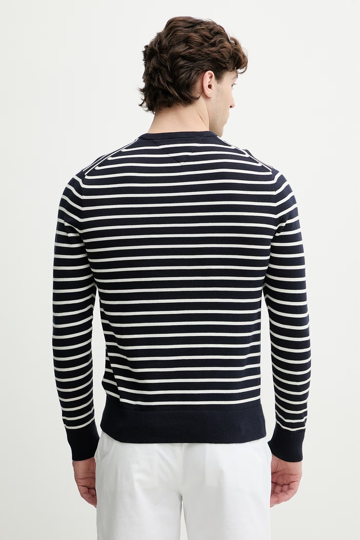 Îmbrăcăminte Tommy Hilfiger pulover bărbătesc din bumbac MW0MW39999. bleumarin