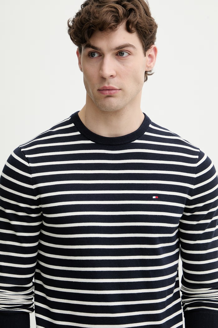 Tommy Hilfiger pulover bărbătesc din bumbac bleumarin MW0MW39999.