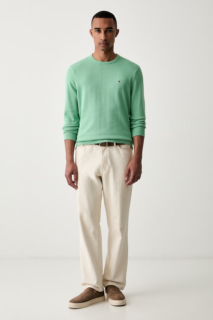Tommy Hilfiger sweter męski bawełniany MW0MW39999. zielony SS26