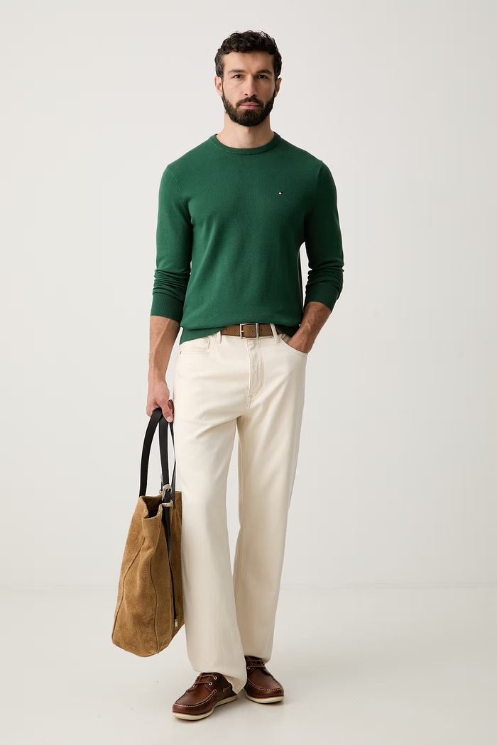 Tommy Hilfiger sveter pánsky bavlnený MW0MW39999. zelená SS26