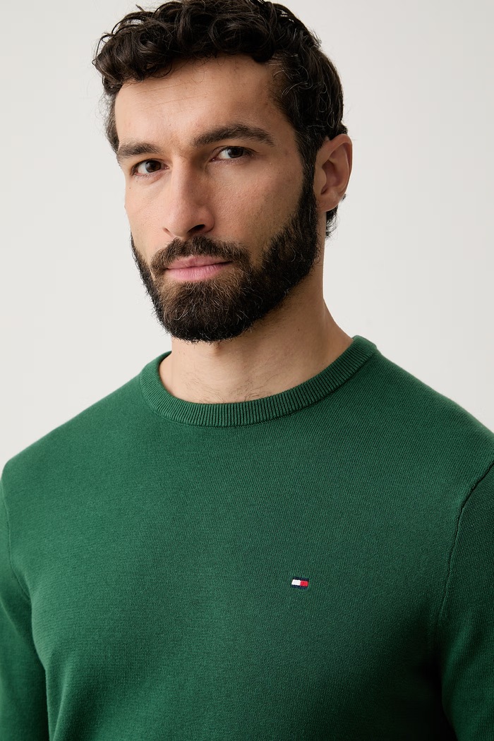 Tommy Hilfiger sveter pánsky bavlnený zelená MW0MW39999.