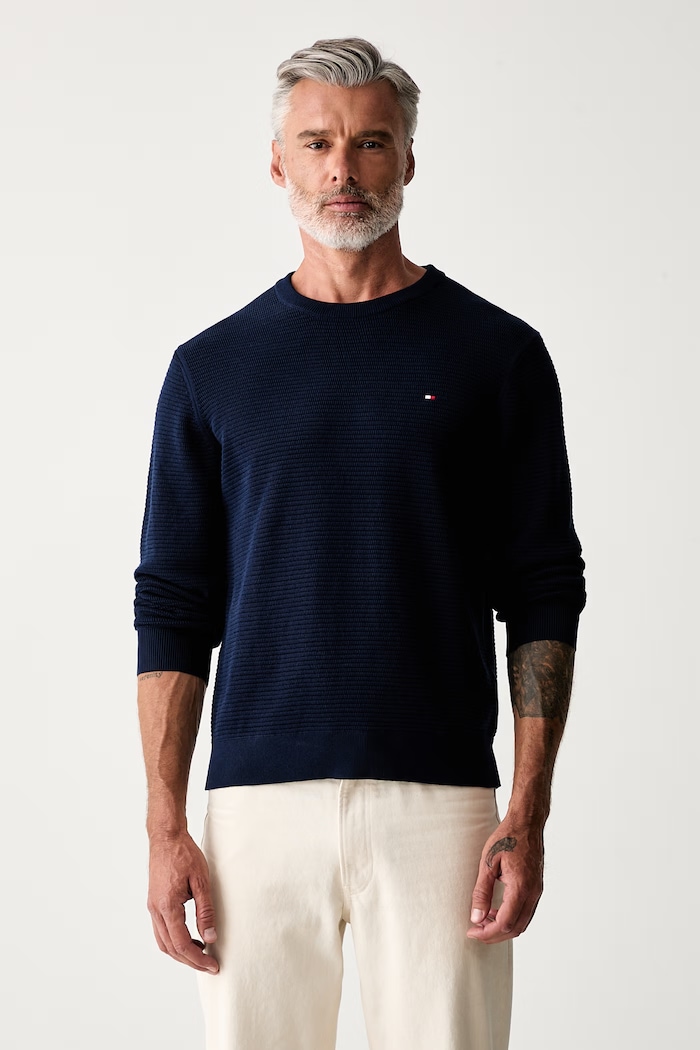 Tommy Hilfiger sweter męski bawełniany granatowy MW0MW42799