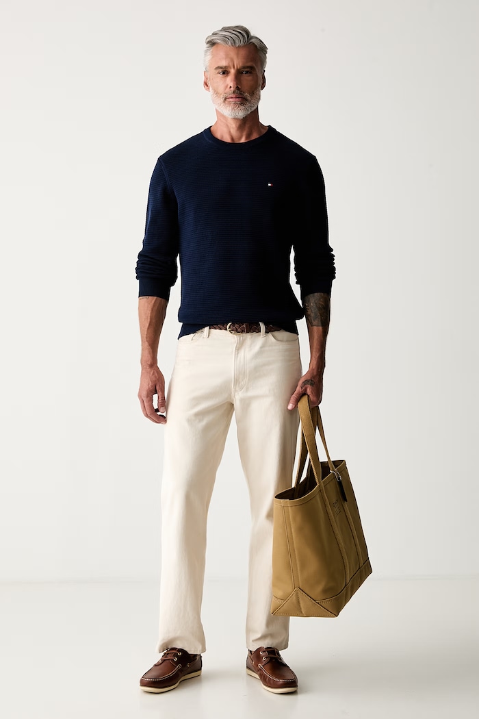 Tommy Hilfiger sweter męski bawełniany MW0MW42799 granatowy SS26