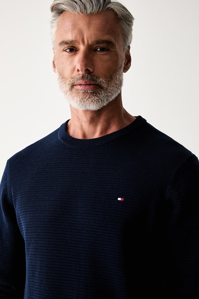Tommy Hilfiger sweter męski bawełniany granatowy MW0MW42799