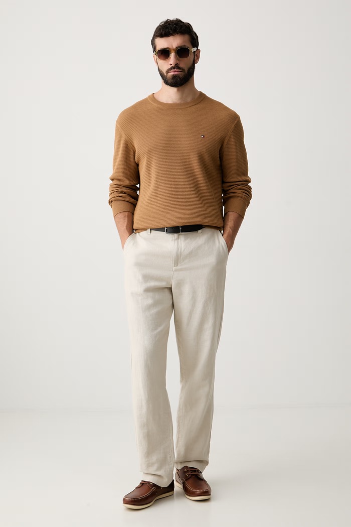 Tommy Hilfiger sveter pánsky bavlnený MW0MW42799 hnedá SS26
