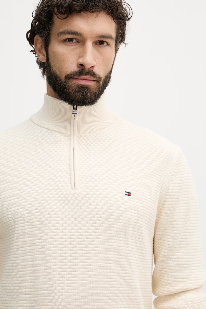 Tommy Hilfiger sveter pánsky bavlnený béžová MW0MW42916