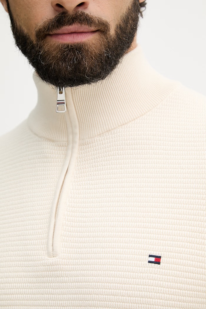 Tommy Hilfiger sveter pánsky bavlnený MW0MW42916 béžová