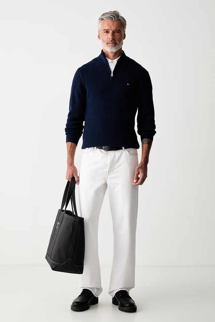 Tommy Hilfiger sweter męski bawełniany MW0MW42916 granatowy SS26