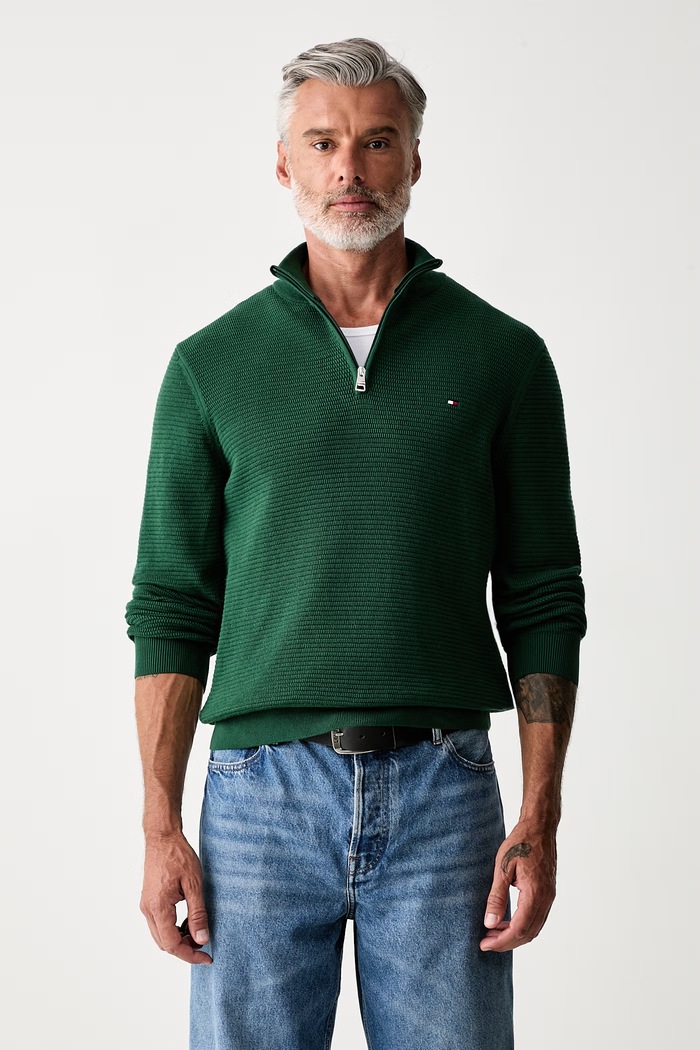 Tommy Hilfiger sweter męski bawełniany zielony MW0MW42916