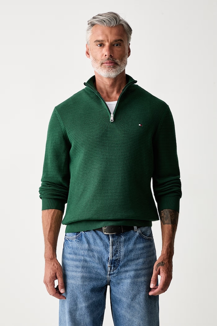 Tommy Hilfiger sweter męski bawełniany zielony MW0MW42916