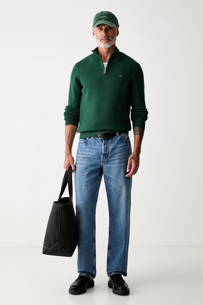 Tommy Hilfiger sweter męski bawełniany MW0MW42916 zielony SS26