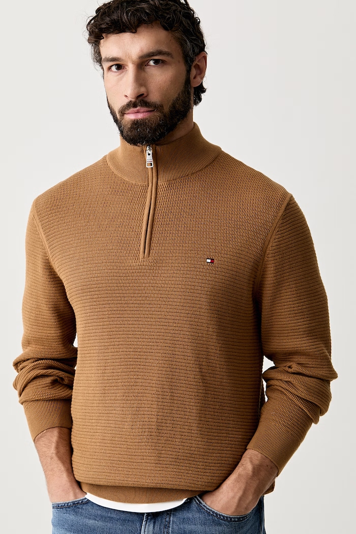 Tommy Hilfiger sweter męski bawełniany brązowy MW0MW42916