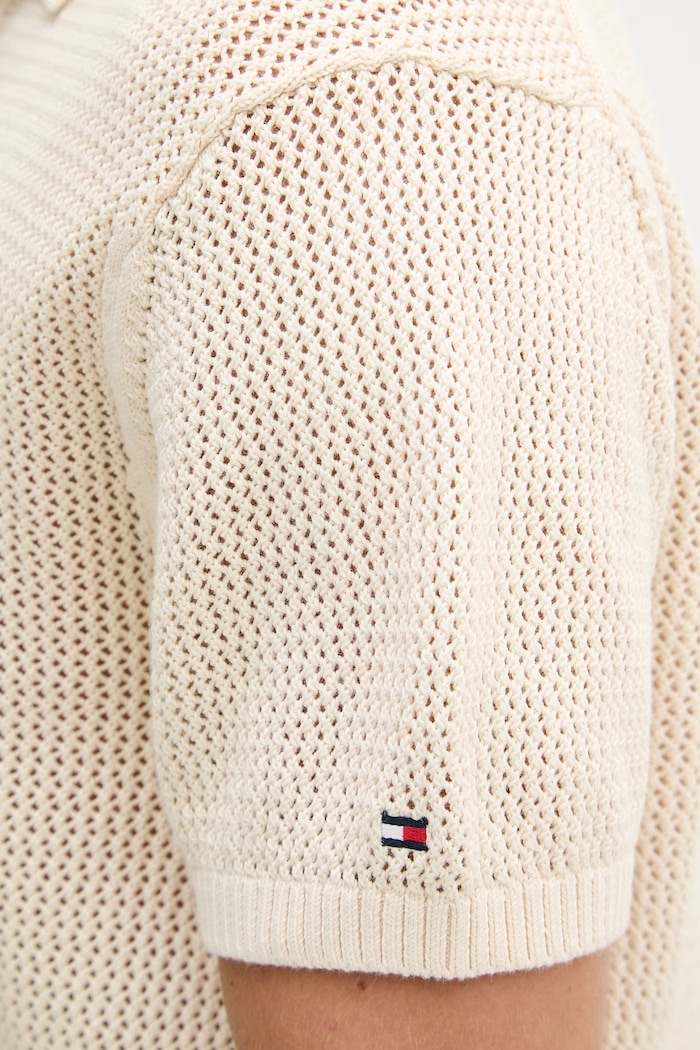 Tommy Hilfiger úpletové polo tričko pánske bavlnené SUMMER MW0MW42784 béžová