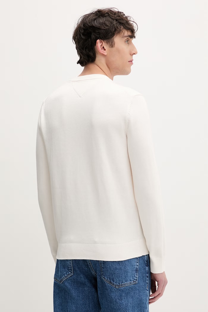 Ρούχα Tommy Jeans Πουλόβερ ανδρικό βαμβακερό DM0DM22853 μπεζ