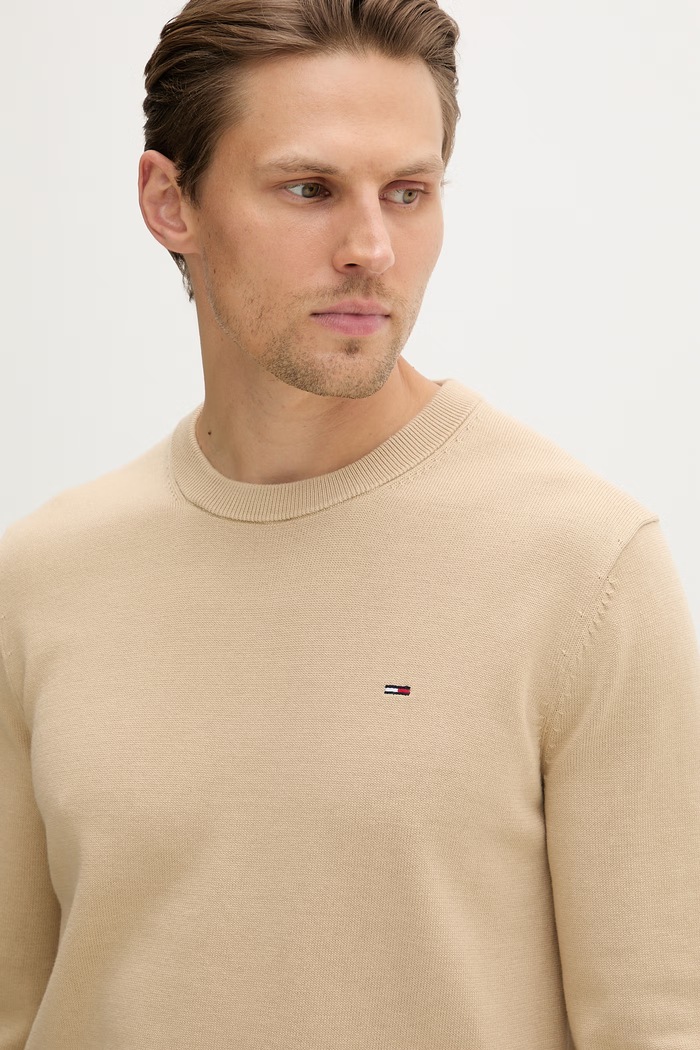 Tommy Jeans pulover pentru bărbați, din bumbac bej DM0DM22853