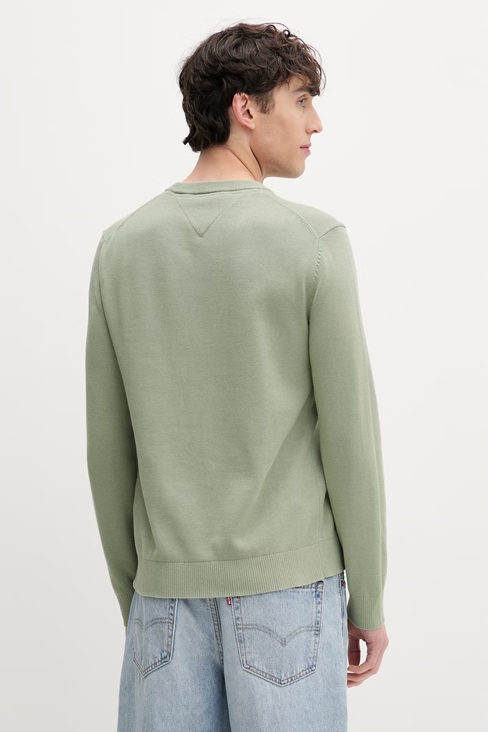 Ρούχα Tommy Jeans πουλόβερ ανδρικό βαμβακερό DM0DM22853 πράσινο