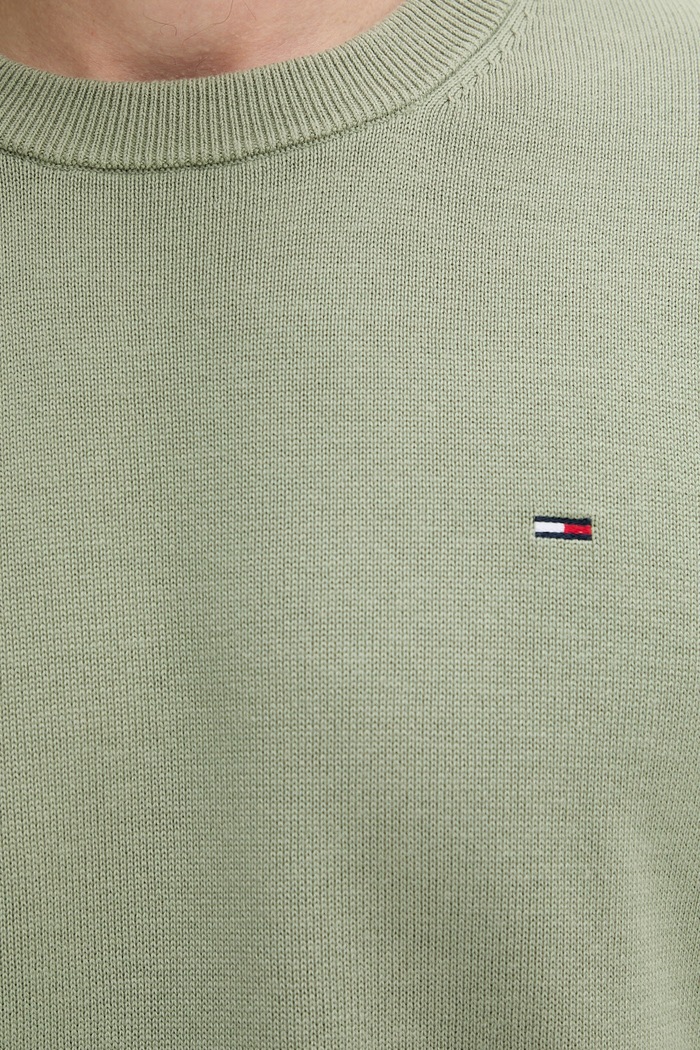 Tommy Jeans πουλόβερ ανδρικό βαμβακερό DM0DM22853 πράσινο