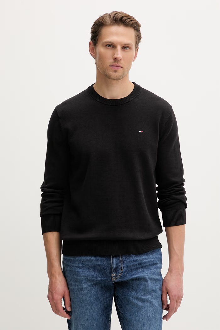 Tommy Jeans pulover pentru bărbați, din bumbac negru DM0DM22853