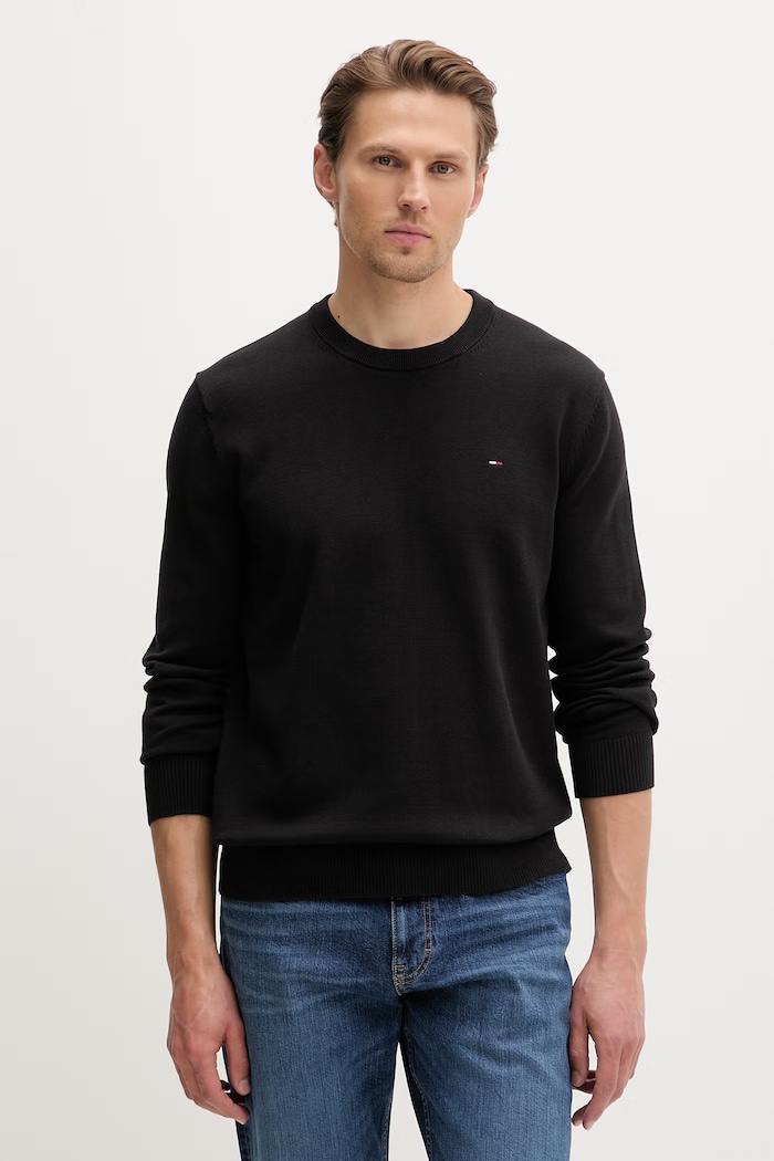 Tommy Jeans pulover pentru bărbați, din bumbac negru DM0DM22853