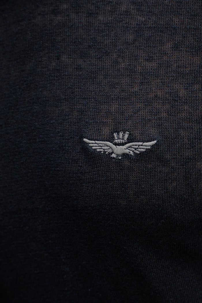 Aeronautica Militare t-shirt lniany MA1624UL00935 granatowy