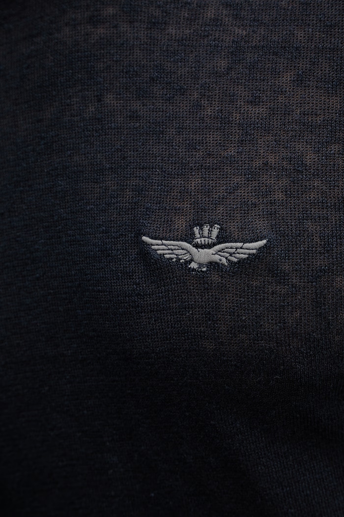 Aeronautica Militare t-shirt lniany MA1624UL00935 granatowy