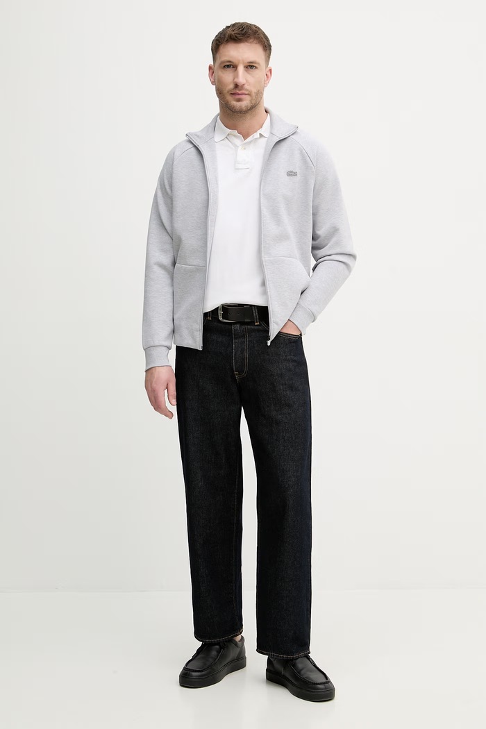 Lacoste pánska mikina na zips SH9559 sivá SS26