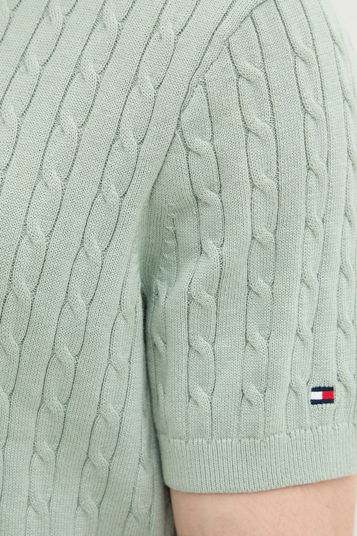 Tommy Hilfiger polo swetrowe męskie bawełniane MW0MW42788 zielony