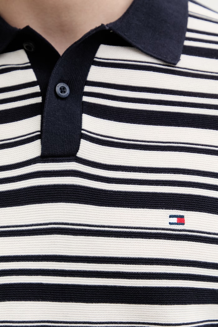 Tommy Hilfiger úpletové polo tričko pánske bavlnené MW0MW42795 tmavomodrá