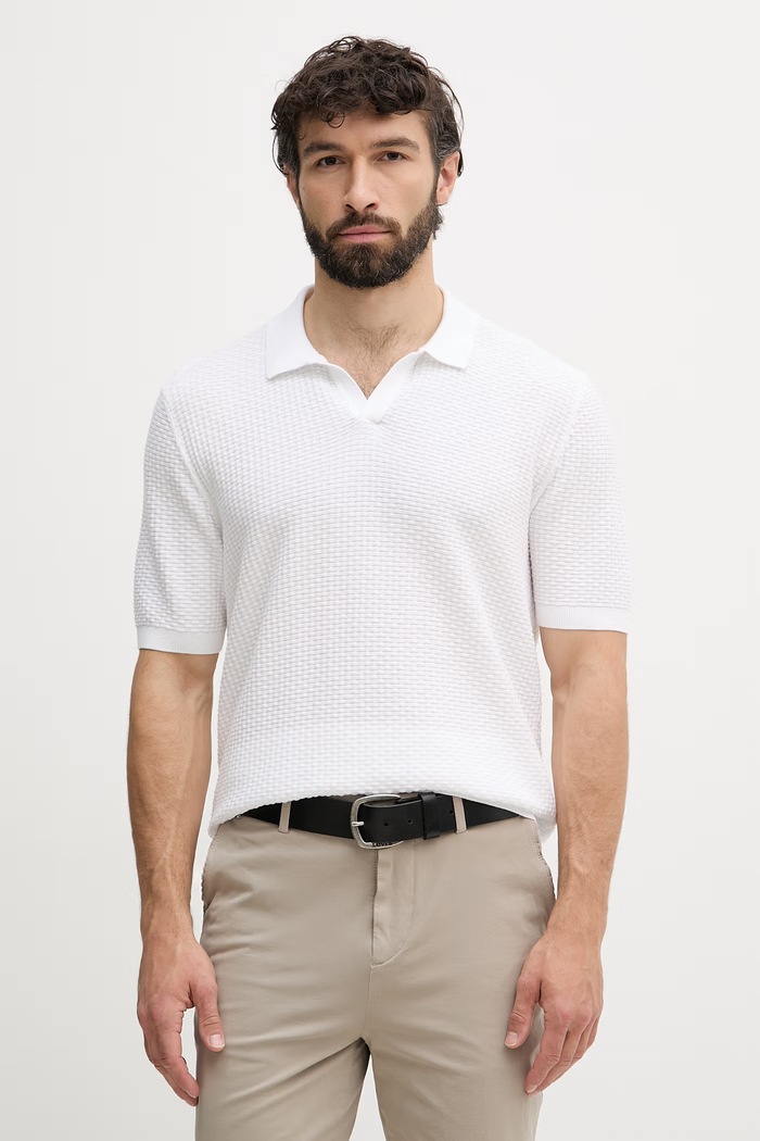 BOSS polo pentru bărbați, din bumbac Natalo alb 50561613