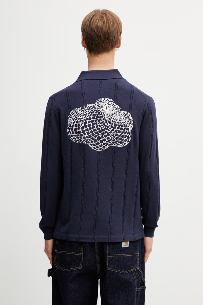 Îmbrăcăminte Filling Pieces Football Jersey pulover cu vâscoză bărbați 412674500148.150 bleumarin