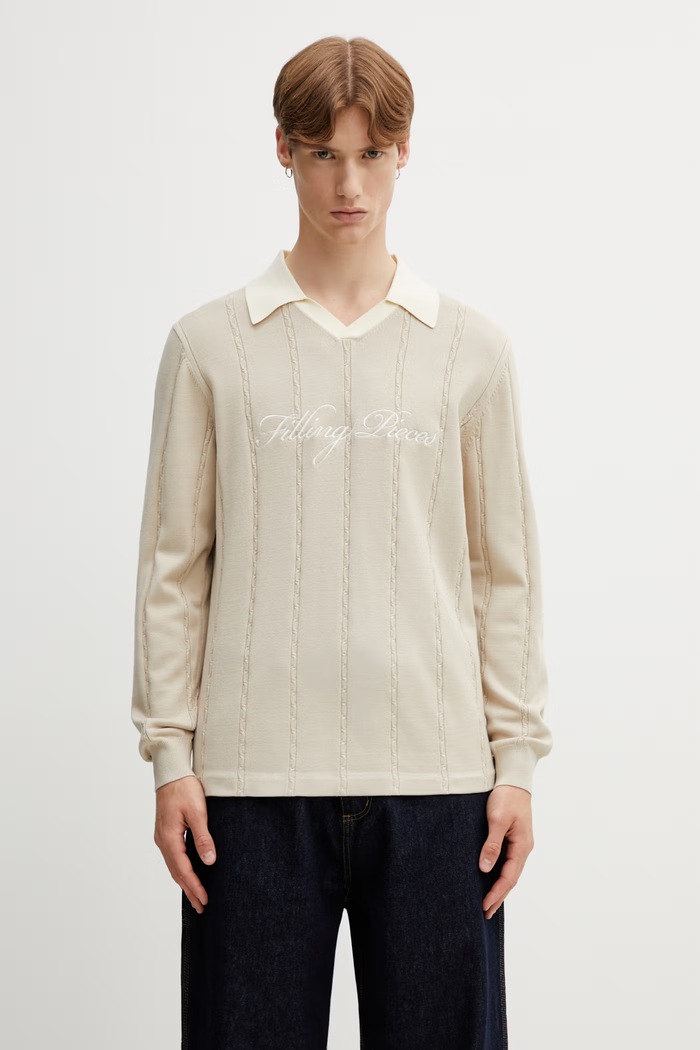 Filling Pieces Football Jersey pulover cu vâscoză pentru bărbați bej 412674500148.292