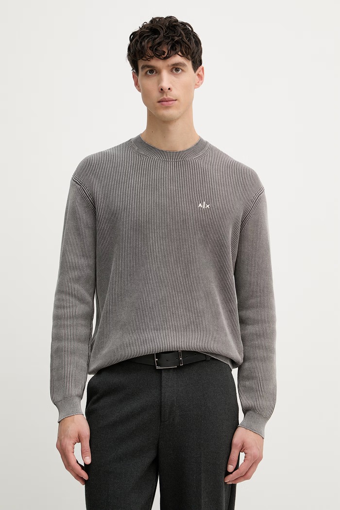 Armani Exchange sveter pánsky bavlnený sivá XM002430.AF22246