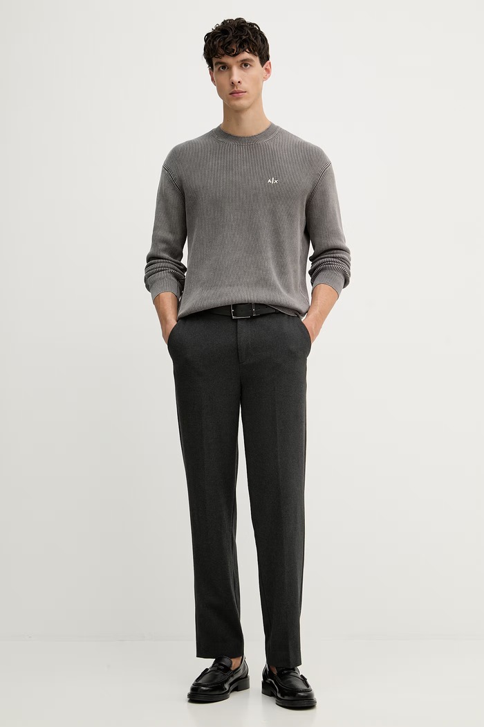 Armani Exchange sveter pánsky bavlnený XM002430.AF22246 sivá SS26