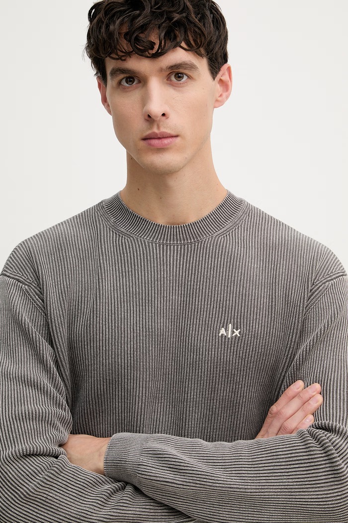Armani Exchange sveter pánsky bavlnený sivá XM002430.AF22246
