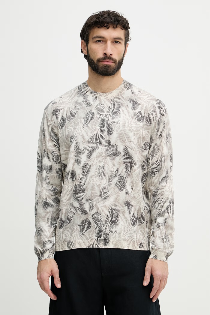 Armani Exchange pulover za muškarce od pamuka bež XM002440.AF22064