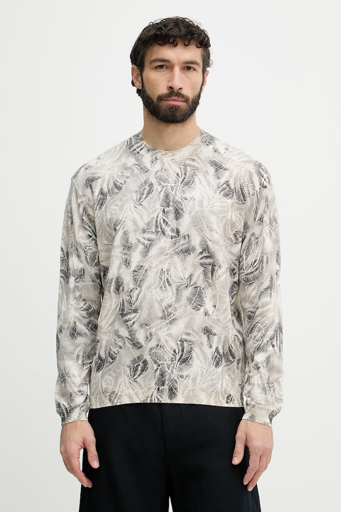 Armani Exchange pulover za muškarce od pamuka bež XM002440.AF22064