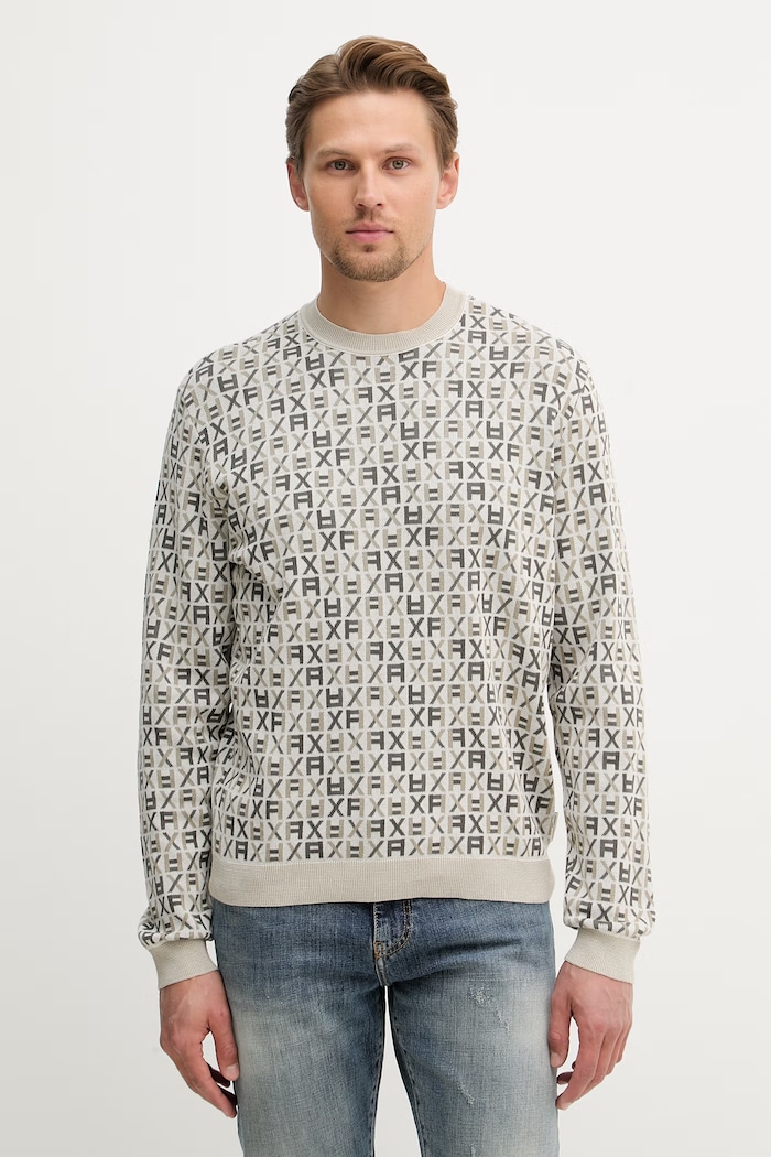 Armani Exchange pulover moški bombažen bež XM002441.AF22252