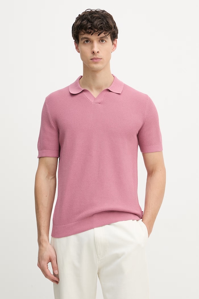 Joop! polo tricotat pentru bărbați, din bumbac roz 30101601