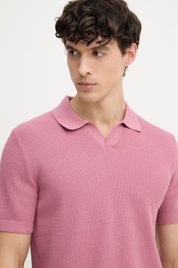 Joop! polo tricotat pentru bărbați, din bumbac roz 30101601
