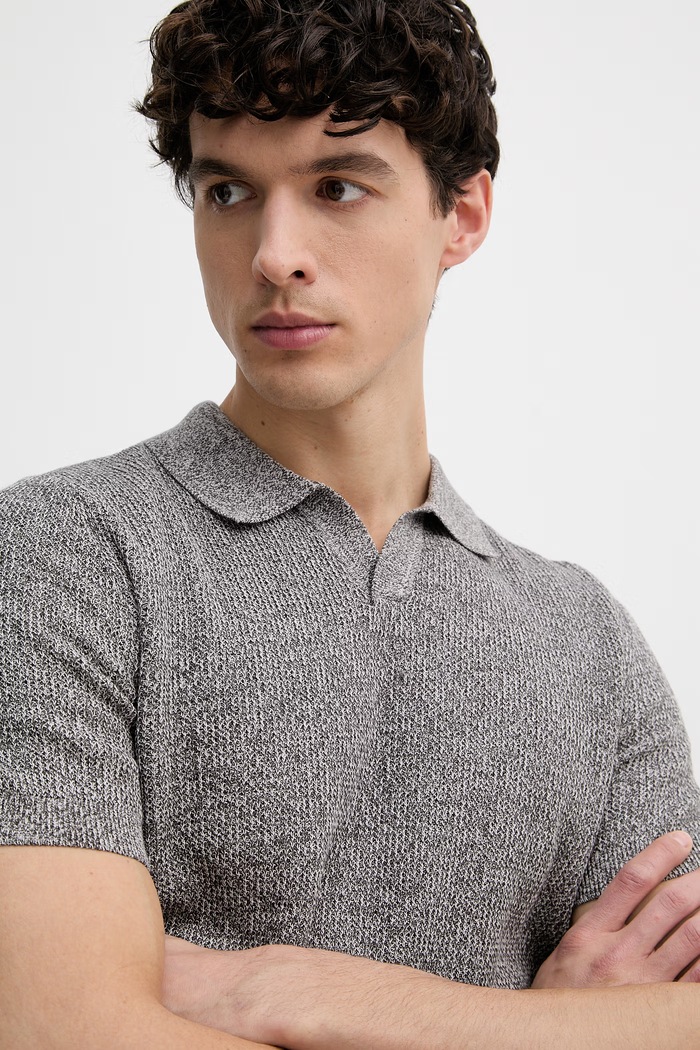 Joop! polo tricotat pentru bărbați, din bumbac gri 30101601