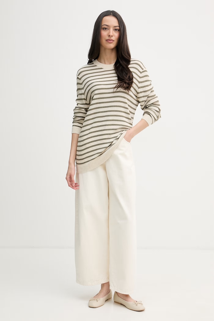Joop! sweter męski z dodatkiem lnu 30101647 beżowy SS26