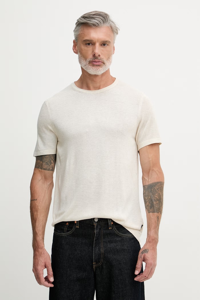 Joop! tricou tricotat pentru bărbați, cu amestec de in bej 30102613