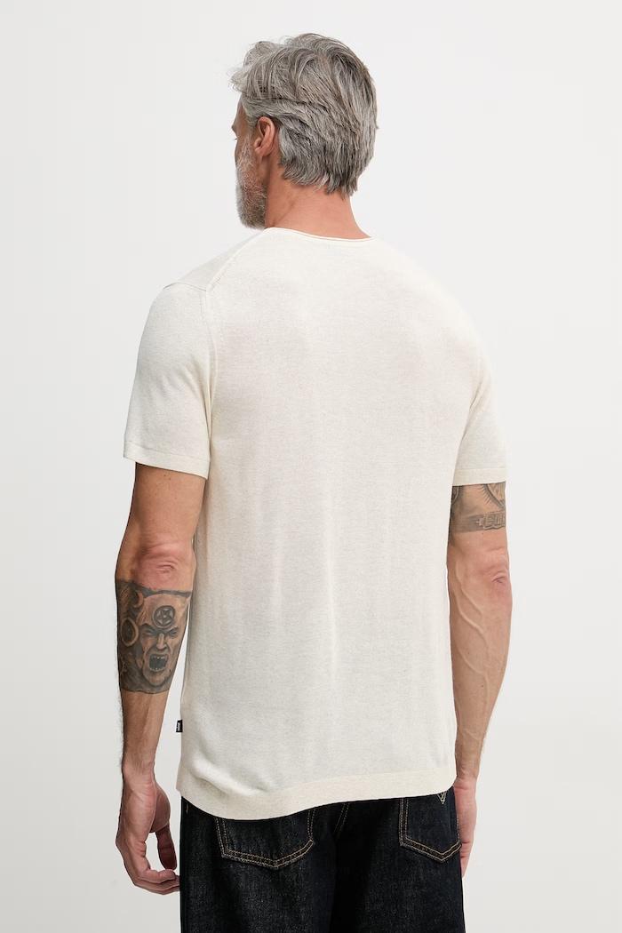 Joop! tricou tricotat pentru bărbați, cu amestec de in 30102613 bej SS26