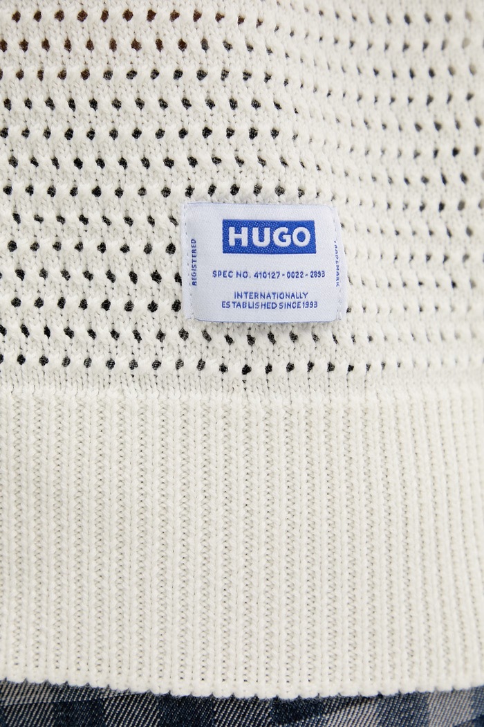 Βαμβακερό πουλόβερ Hugo Blue Sanjou 50557338 μπεζ