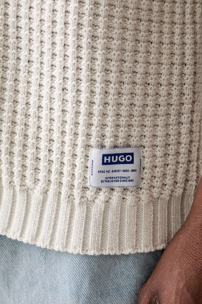 HUGO Blue polo swetrowe męskie z bawełną Spero 50557344 beżowy
