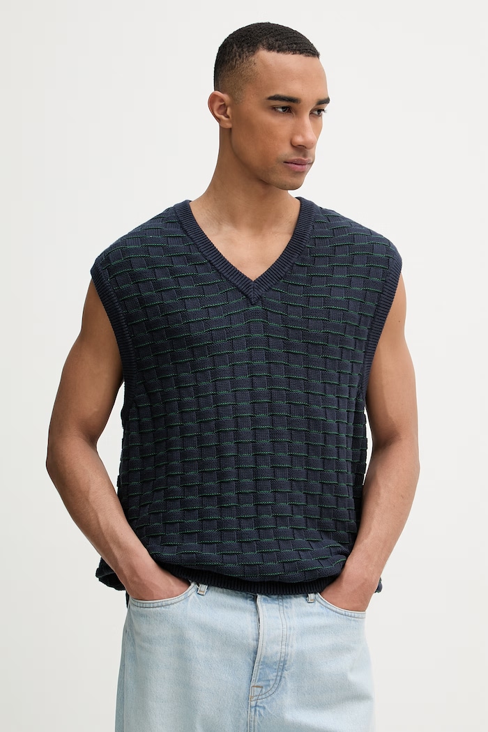 Levi's vestă pentru bărbați, din bumbac SKYLINE SWEATER VEST bleumarin A9105
