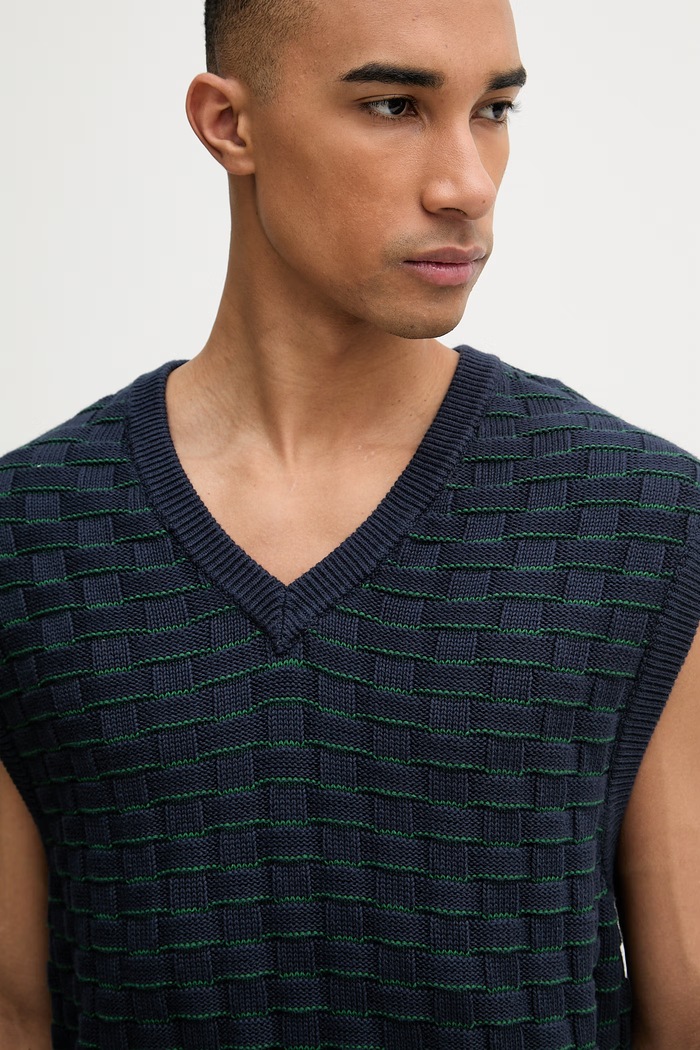 Levi's vestă pentru bărbați, din bumbac SKYLINE SWEATER VEST bleumarin A9105