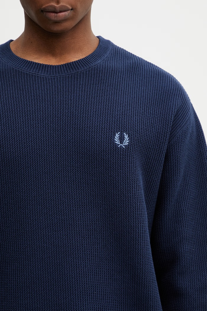 Bavlněný svetr Fred Perry námořnická modř K2318