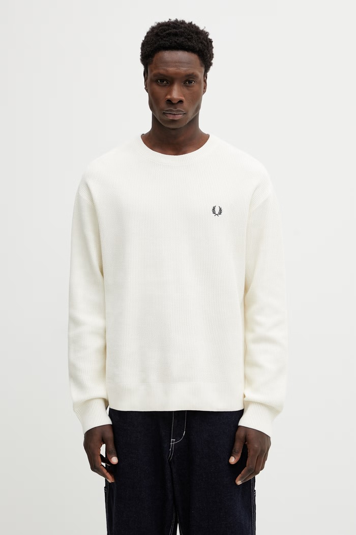Βαμβακερό πουλόβερ Fred Perry απλό μπεζ K2318