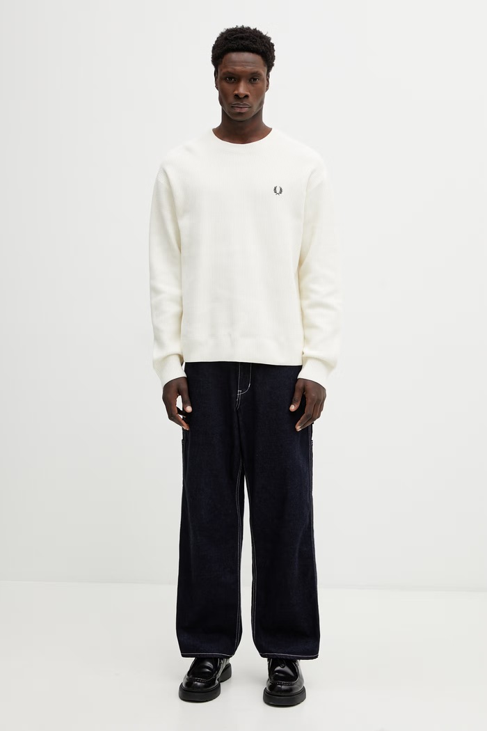 Βαμβακερό πουλόβερ Fred Perry K2318 μπεζ